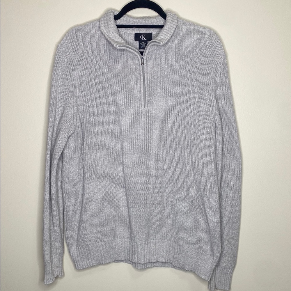 Calvin Klein Gray Men's Cotton Quarter Zip Sweater